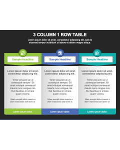 3 Column 1 Row Table PPT Slide 1
