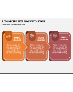 3 Connected Text Boxes with Icons PPT Slide 1