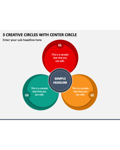 3 Creative Circles with Center Circle PPT Slide 1