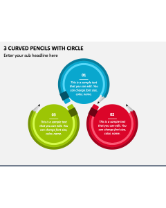 3 Curved Pencils with Circle PPT Slide 1
