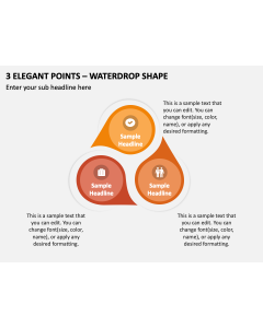 3 Elegant Points - Waterdrop Shape PPT Slide 2