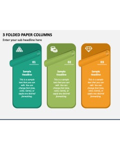 3 Folded Paper Columns PPT Slide 1