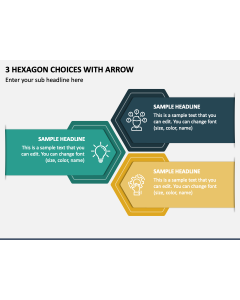 3 Hexagon Choices with Arrow PPT Slide 1