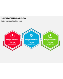 3 Hexagon Linear Flow PPT Slide 1