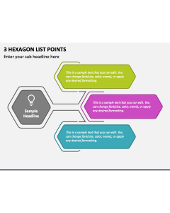 3 Hexagon List Points PPT Slide 1