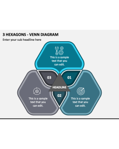 3 Hexagons - Venn Diagram PPT Slide 1
