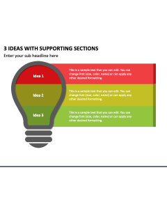 3 Ideas with Supporting Sections PPT Slide 1