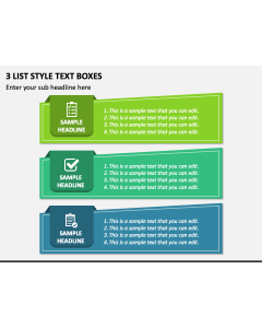 3 List Style Text Boxes PPT Slide 1
