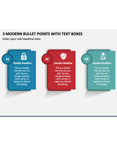 3 Modern Bullet Points with Text Boxes PPT Slide 1