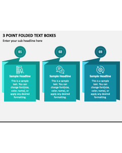 3 Point Folded Text Boxes PPT Slide 1