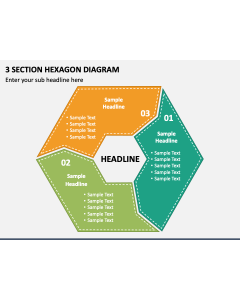 3 Section Hexagon Diagram PPT Slide 1