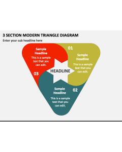 3 Section Modern Triangle Diagram PPT Slide 1