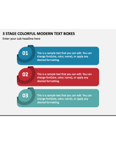 3 Stage Colorful Modern Text Boxes PPT Slide 1