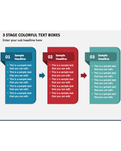 3 Stage Colorful Text Boxes PPT Slide 1
