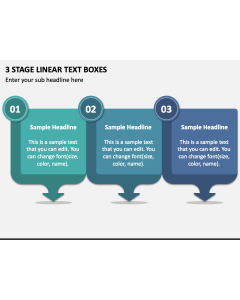 3 Stage Linear Text Boxes PPT Slide 1