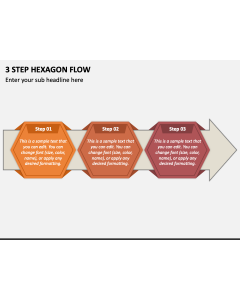 3 Step Hexagon Flow PPT Slide 1