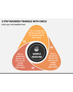 3 Step Rounded Triangle with Circle PPT Slide 1