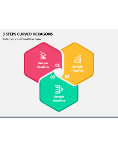 3 Steps Curved Hexagons PPT Slide 1