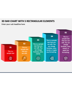 3D Bar Chart with 5 Rectangular Elements PPT Slide 1