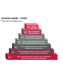 3D Block Layers - 7 Steps PPT Slide 1