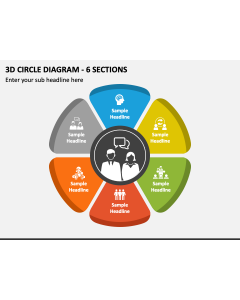 3D Circle Diagram - 6 Sections PPT Slide 1