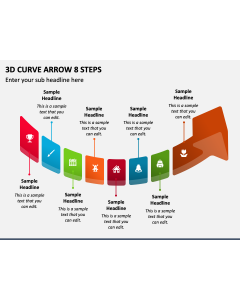 3D Curve Arrow 8 Steps PPT Slide 1