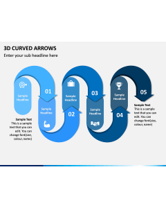 3D Curved Arrows PPT Slide 1