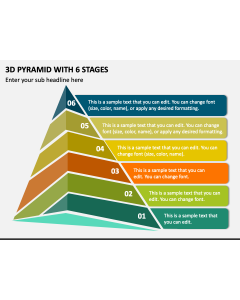 3D Pyramid with 6 Stages PPT Slide 1