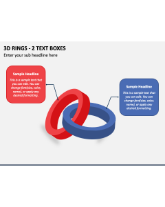 3D Rings - 2 Text Boxes PPT Slide 1