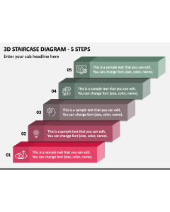 3d Staircase Diagram - 5 Steps PPT Slide 1