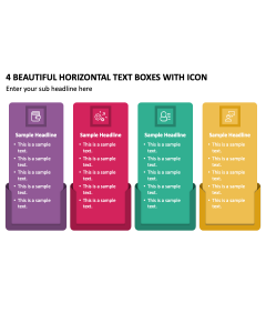 4 Beautiful Horizontal Text Boxes with Icon PPT Thumbnail