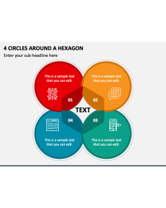 4 Circles around a Hexagon PPT Slide 1