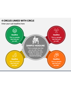4 Circles Linked with Circle PPT Slide 1