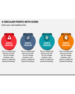 4 Circular Points with Icons PPT Slide 1