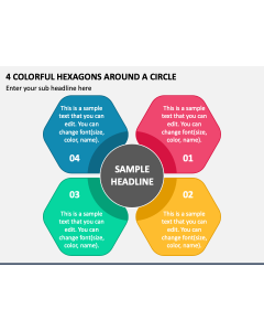 4 Colorful Hexagons around a Circle PPT Slide 1