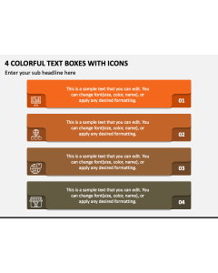 4 Colorful Text Boxes with Icons PPT Slide 1