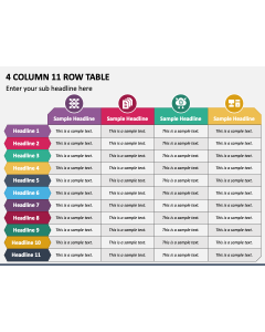 4 Column 11 Row Table PPT Slide 1