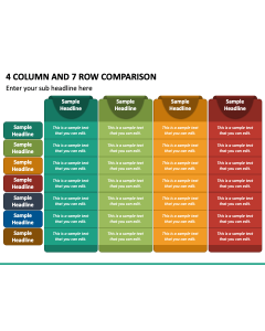 4 Column and 7 Row Comparison PPT Slide 1