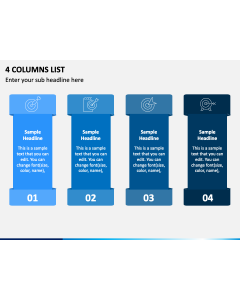 4 Columns List PPT Slide 1