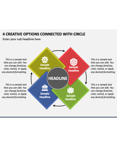 4 Creative Options Connected with Circle PPT Slide 1