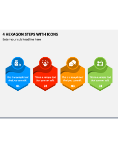 4 Hexagon Steps with Icons PPT Slide 1