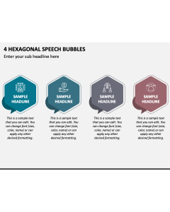 4 Hexagonal Speech Bubbles PPT Slide 1