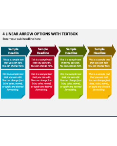 4 Linear Arrow Options with Textbox PPT Slide 1