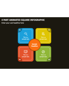 4 Part Animated Square Infographic PPT Thumbnail