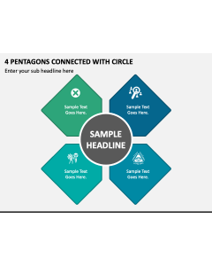 4 Pentagons Connected with Circle PPT Slide 1