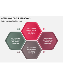 4 Steps Colorful Hexagons PPT Slide 1