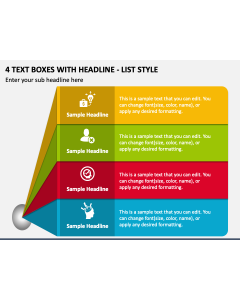 4 Text Boxes with Headline - List Style PPT Slide 1