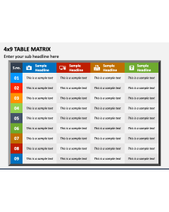 4x9 Table Matrix PPT Slide 1