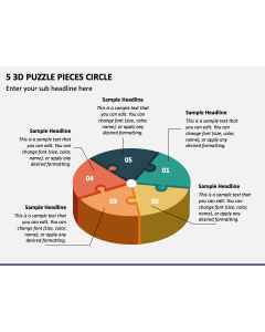 5 3D Puzzle Pieces Circle PPT Slide 1