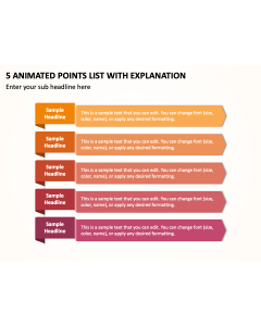 5 Animated Points List with Explanation PPT Thumbnail